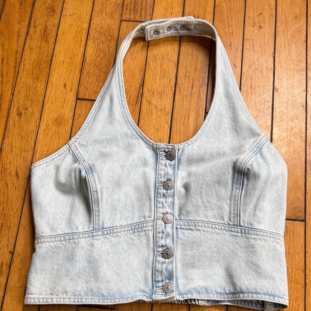Levi's Light Blue Denim Halter Tank Top